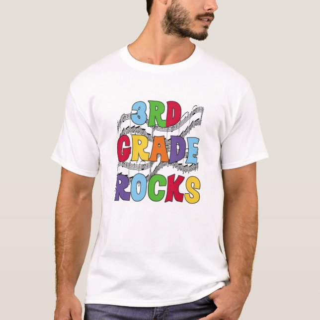 Multicolor 3rd Grade Rocks T-Shirt (Front)