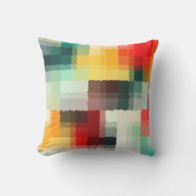 Multicolor Abstract Art Throw Pillow (Front)