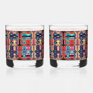 Multicolor Abstract Drinkware Set Whiskey Glass