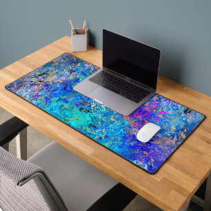 Multicolor Abstract Holi Splatter Painting Desk Mat