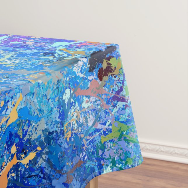 Multicolor Abstract Holi Splatter Painting Tablecloth (In Situ)