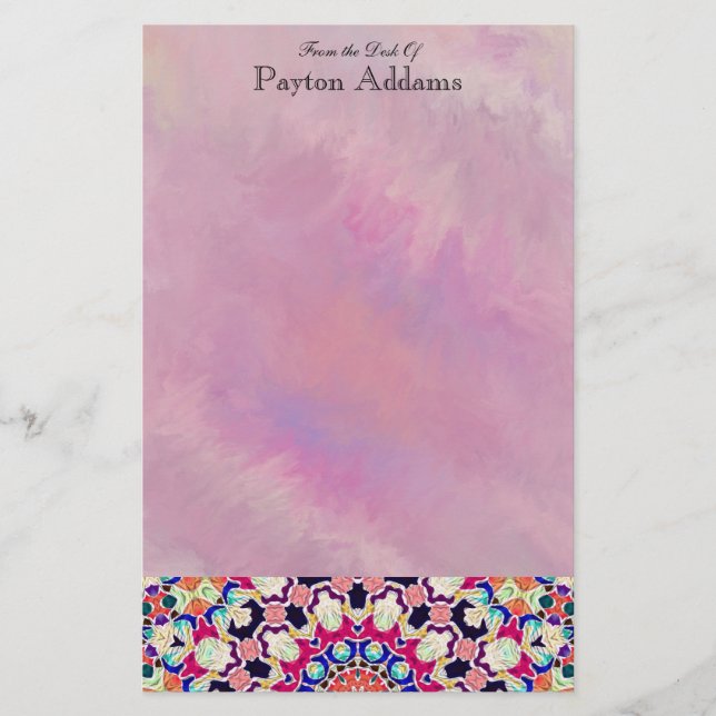 Multicolor Abstract Kaleidoscope Mandala Stationery (Front)