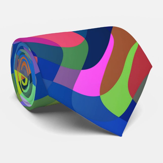 Multicolor Abstract Pattern Tie (Rolled)