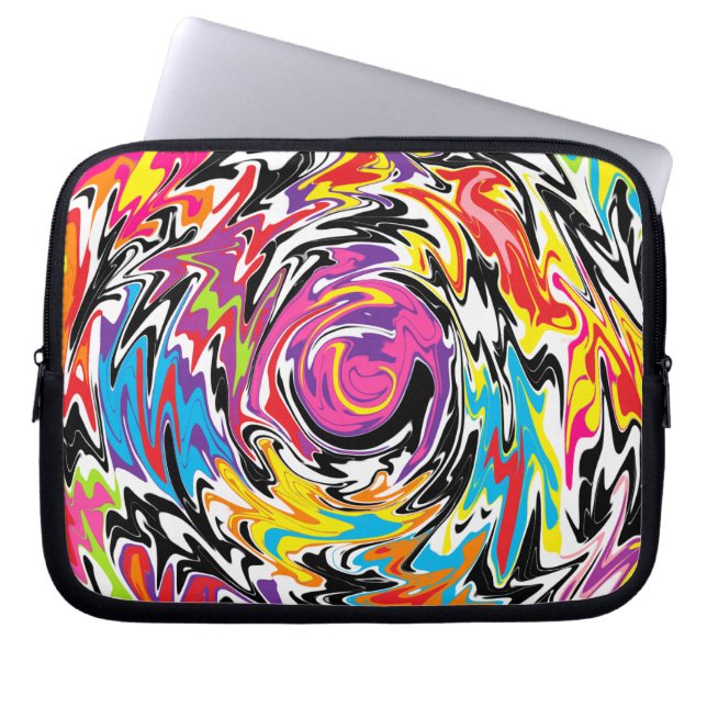 Multicolor Abstract Swirl Laptop Sleeve (Front)