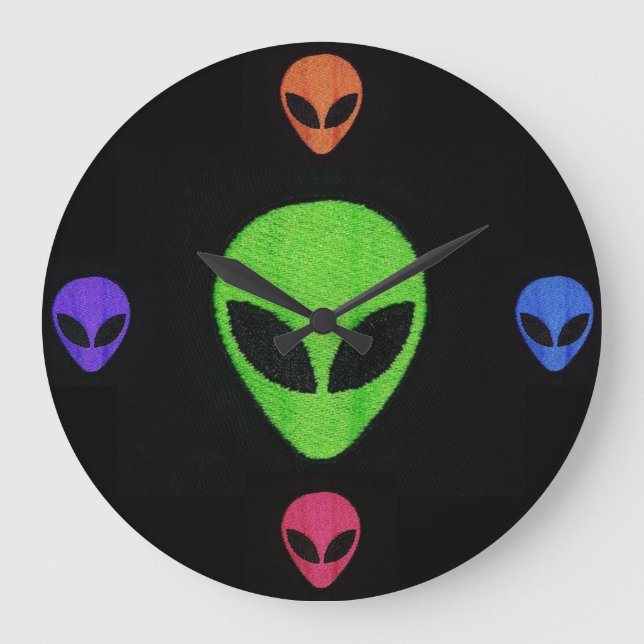 Multicolor Alien Face Wall Clock (Front)