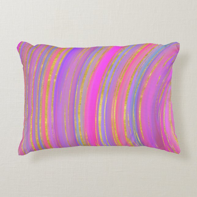 Multicolor and Gold Accent Pillow (Front)