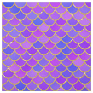 Multicolor and Gold Foil Mermaid Scales Fabric