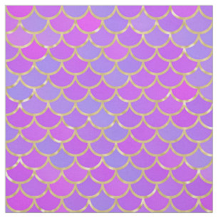 Multicolor and Gold Foil Mermaid Scales Fabric