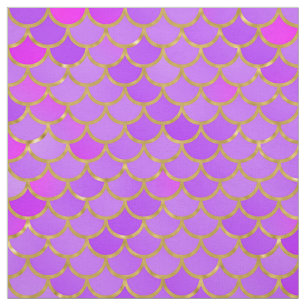 Multicolor and Gold Foil Mermaid Scales Fabric