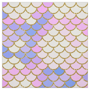 Multicolor and Gold Glitter Mermaid Scales Fabric