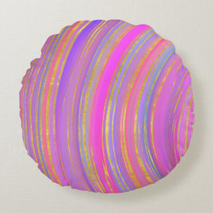 Multicolor and Gold Round Pillow
