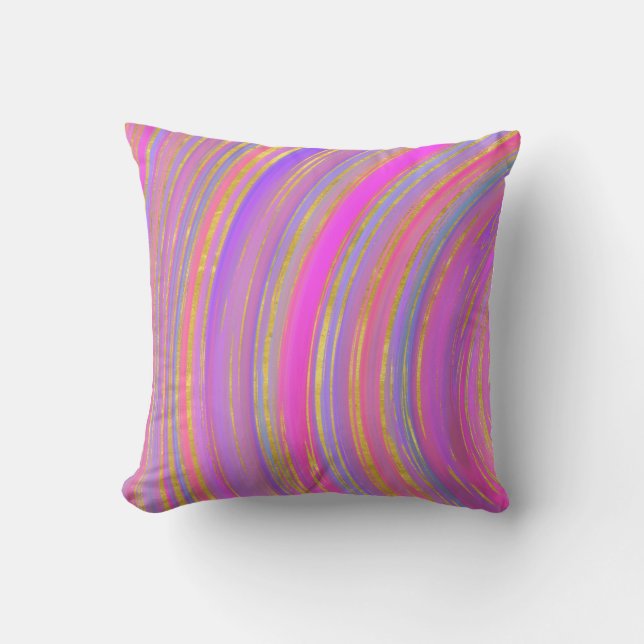 Multicolor and Gold Throw Pillow (Front)