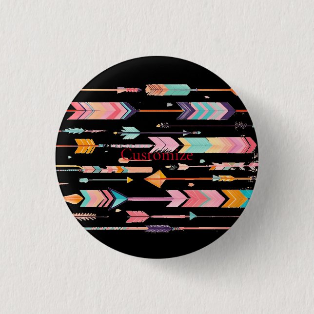 Multicolor Arrow Pattern Thunder_Cove 1 Inch Round Button (Front)