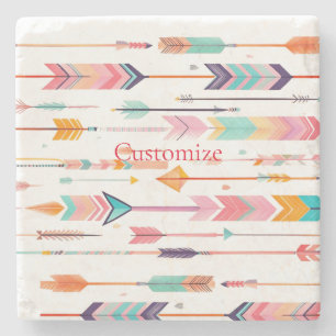 Multicolor Arrow Pattern Thunder_Cove Stone Coaster