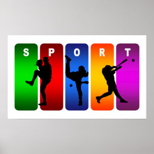 Multicolor Baseball Emblem Poster
