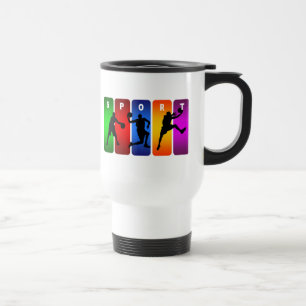 Multicolor Basketball Emblem Travel Mug
