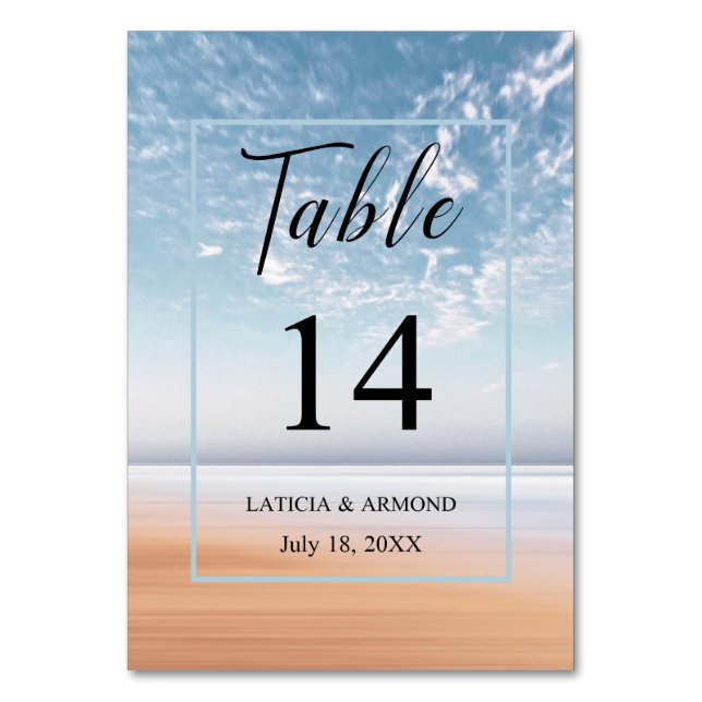 Multicolor Beach Scene w/ Changeable Table Number (Front)