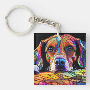 Multicolor Beagle Dog 178 Keychain