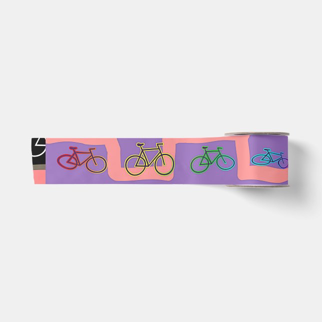 Multicolor Bicycles  Satin Ribbon (Front)