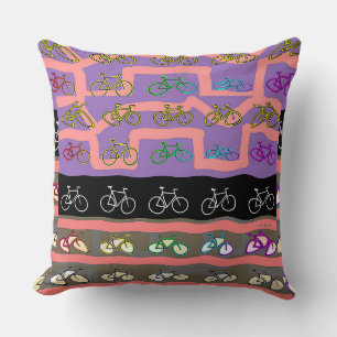 Multicolor Bicycles  Throw Pillow