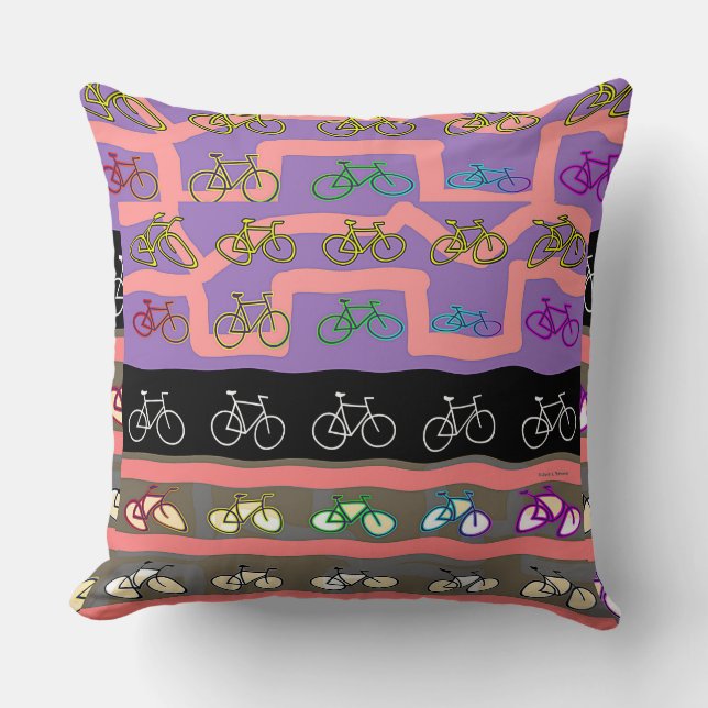 Multicolor Bicycles  Throw Pillow (Front)