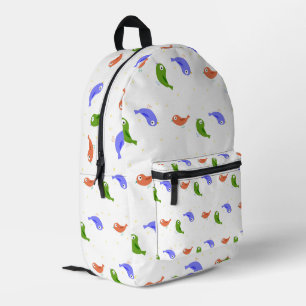 Multicolor birds printed backpack