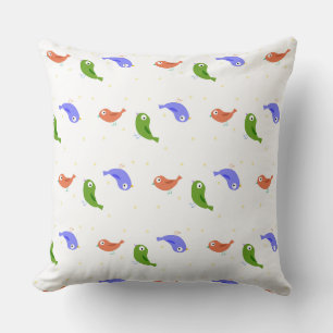 Multicolor birds throw pillow