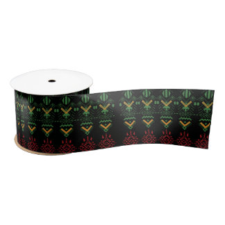 Multicolor Black History Month Geography Ribbon  Satin Ribbon