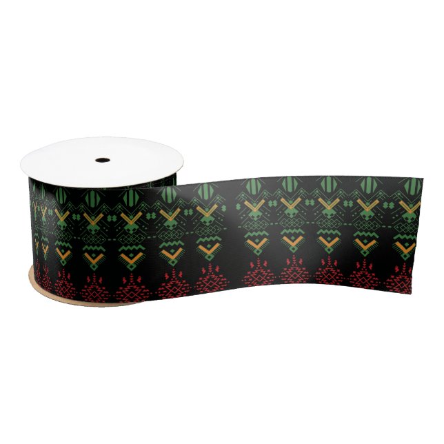 Multicolor Black History Month Geography Ribbon  Satin Ribbon (Spool)