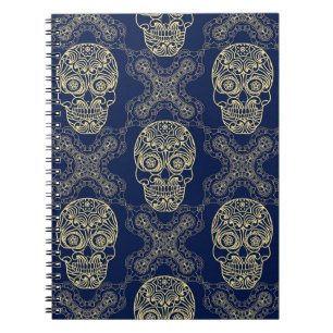 Multicolor Boho Skull Pattern. Notebook