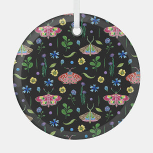 Multicolor Butterflies: Bright Seamless Pattern Glass Ornament