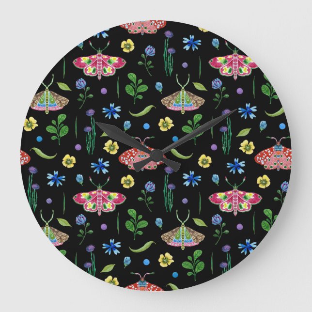 Multicolor Butterflies: Bright Seamless Pattern Large Clock (Front)