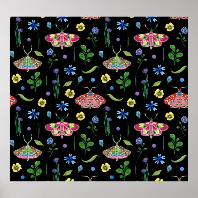 Multicolor Butterflies: Bright Seamless Pattern Poster (Front)
