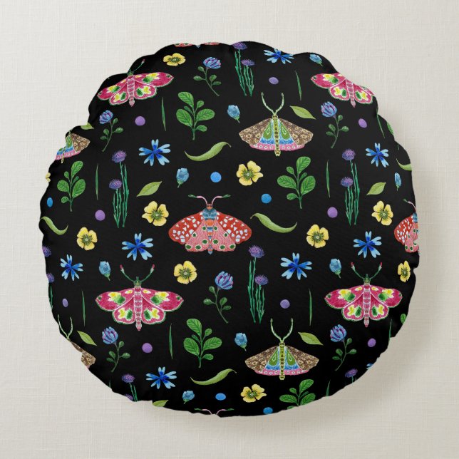 Multicolor Butterflies: Bright Seamless Pattern Round Pillow (Front)