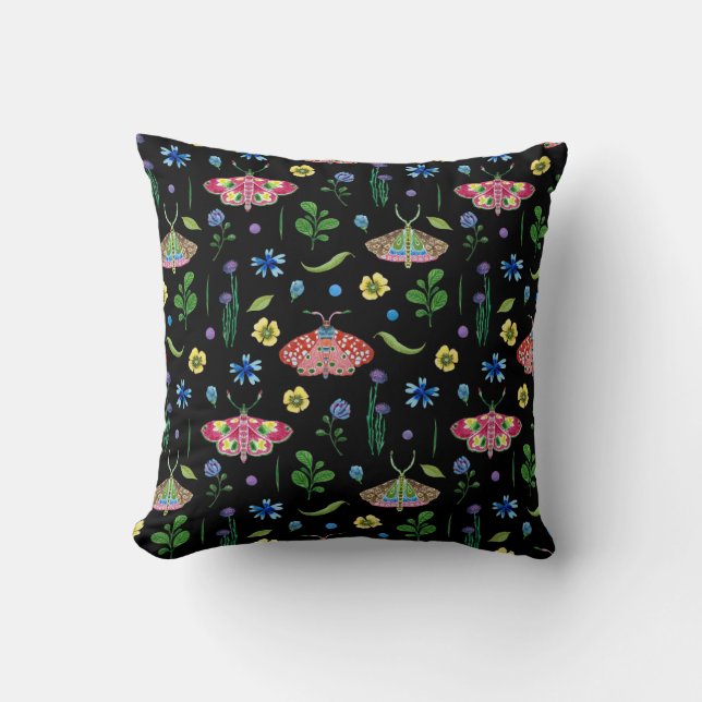 Multicolor Butterflies: Bright Seamless Pattern Throw Pillow (Front)