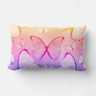 Multicolor Butterfly Print Lumbar Throw Pillow