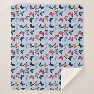 Multicolor Butterfly with Custom Background Colour Sherpa Blanket