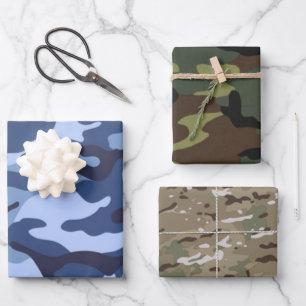 MultiColor Camo Camouflage Military Design Pattern Wrapping Paper Sheet
