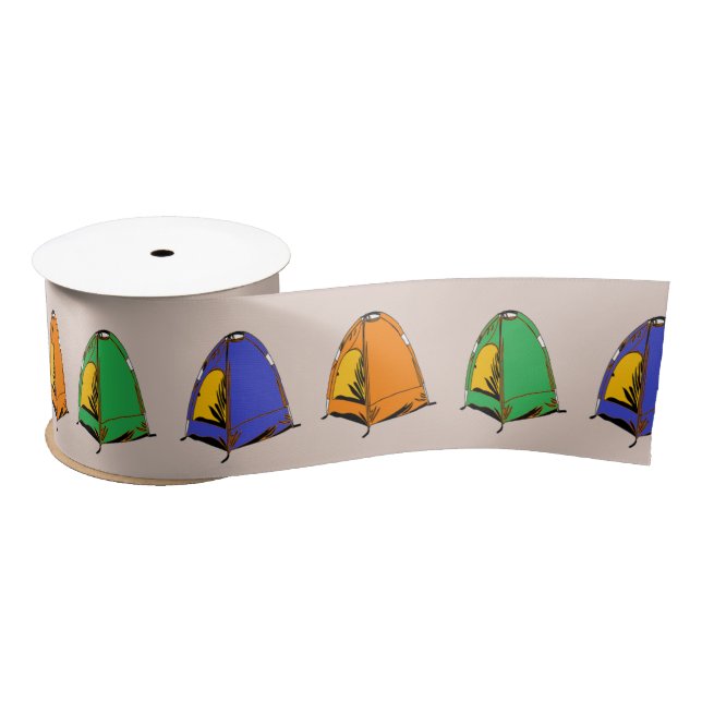 Multicolor camp tents satin ribbon (Spool)