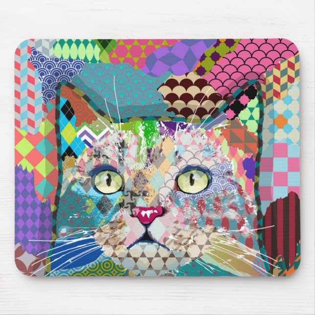 Multicolor cat 671 Patterns Mouse Pad (Front)