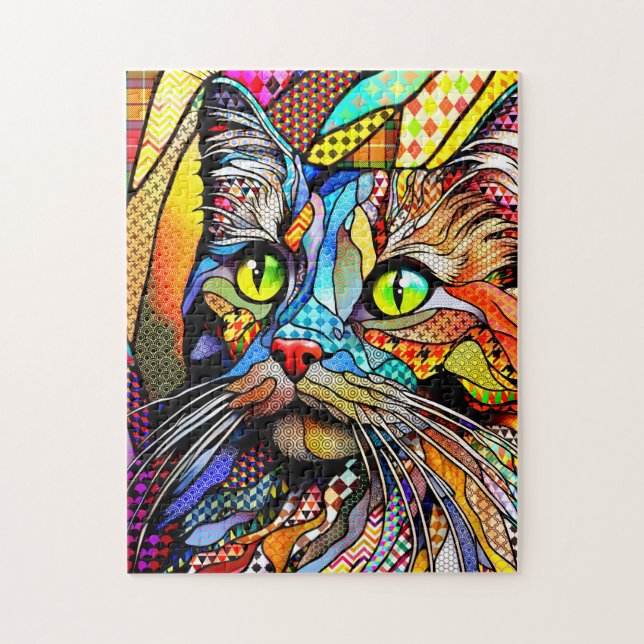 Multicolor Cat 711 patterns Jigsaw Puzzle (Vertical)