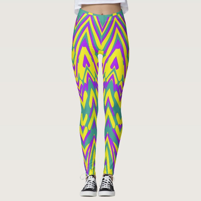Multicolor Chavron "Ratti_Creative_Arts" Leggings (Front)