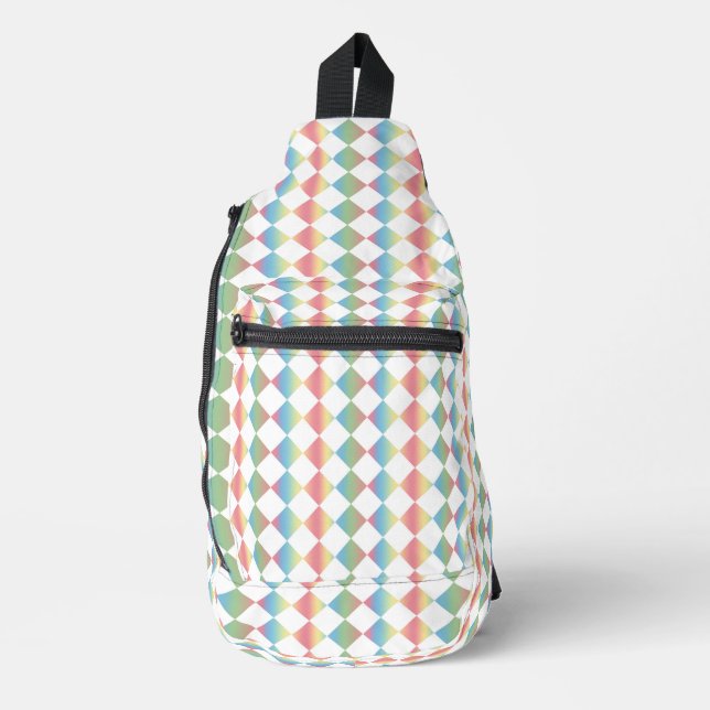 Multicolor Checker Diamond Pattern Sling Bag (Front)