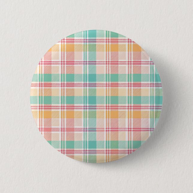 Multicolor Chequered Plaid 2 Inch Round Button (Front)