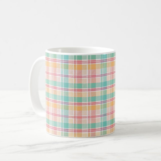 Multicolor Chequered Plaid Coffee Mug (Front Left)