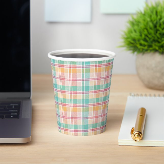 Multicolor Chequered Plaid Paper Cups (Insitu)