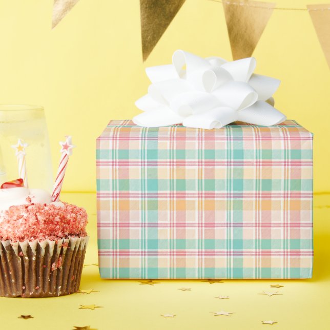 Multicolor Chequered Plaid Wrapping Paper (Birthday Party)
