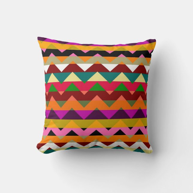 Multicolor Chevron Zigzag Stripe Pattern 11 Throw Pillow (Front)