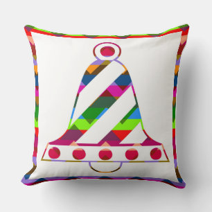 Multicolor Christmas Bells Throw Pillow