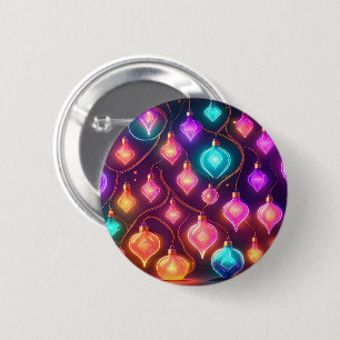 Multicolor Christmas Lights 2 Inch Round Button